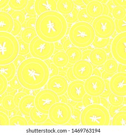 Chinese yuan gold coins seamless pattern. Grand scattered yellow CNY coins. Success concept. China money pattern. Coin vector illustration.