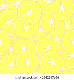 Chinese yuan gold coins seamless pattern. Good-looking scattered yellow CNY coins. Success concept. China money pattern. Coin vector illustration.