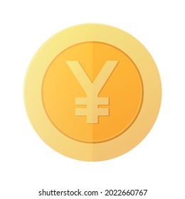 Chinese yuan or Japanese yen Gold Coins. CNY and JPY Money symbol. Yen and Yuan Currency Sign. Flat 3D Design Coins. EPS-10 Vector illustration.