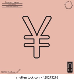 Chinese yuan (Japanese yen) line icon. Vector illustration.