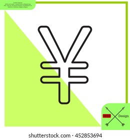 Chinese yuan (Japanese yen) line icon.