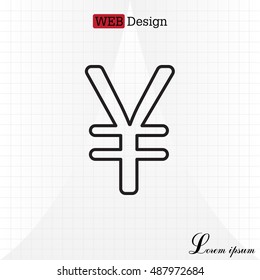 Chinese yuan (Japanese yen) line icon.