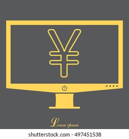 Chinese yuan (Japanese yen) line icon.