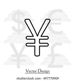 Chinese yuan (Japanese yen) line icon.