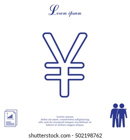 Chinese yuan (Japanese yen) line icon.