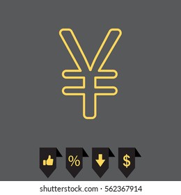 Chinese yuan (Japanese yen) line icon.