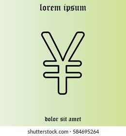 Chinese yuan (Japanese yen) line icon.