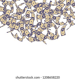 Chinese yuan notes falling. Floating CNY bills on white background. China money. Elegant vector illustration. Worthy jackpot, wealth or success concept.