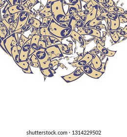 Chinese yuan notes falling. Messy CNY bills on white background. China money. Eminent vector illustration. Adorable jackpot, wealth or success concept.