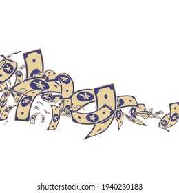 Chinese yuan notes falling. Messy CNY bills on white background. China money. Elegant vector illustration. Flawless jackpot, wealth or success concept.