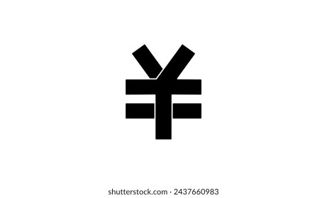chinese yuan sign, black isolated silhouette