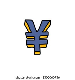 chinese yuan sign doodle icon