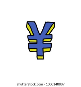 chinese yuan sign doodle icon