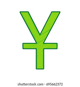 Chinese Yuan sign. Vector. Lemon scribble icon on white background. Isolated