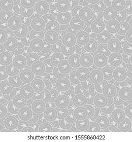 Chinese yuan silver coins seamless pattern. Elegant scattered black and white CNY coins. Success concept. China money pattern. Coin vector illustration.