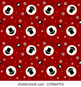 Chinese Zodiac 2015 - Year of the Sheep (Ram, Goat). Vector sheep, christmas tree, snowflake and hearts. Seamless pattern for wrapping paper. Merry Christmas design element. Happy New year background.