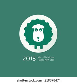 Chinese Zodiac 2015 - Year of the Sheep (Ram, Goat). Flat style. Merry Christmas decoration. Happy New year background. Design element