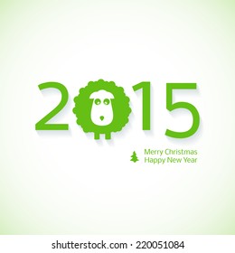 Chinese Zodiac 2015 - Year of the Sheep (Ram, Goat). Flat style. Merry Christmas decoration. Happy New year background. Design element