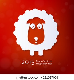 Chinese Zodiac 2015 - Year of the Sheep, Ram, Goat. Flat style. Merry Christmas decoration. Happy New year background. Design element