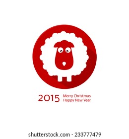 Chinese Zodiac 2015 - Year of the Sheep, Ram, Goat. Flat style. Merry Christmas decoration. Happy New year background. Design element