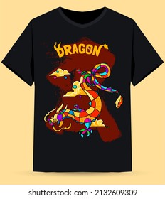 Chinese zodiac abstract colored dragon is suitable for screen printing svg