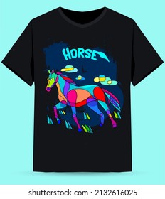 
Chinese zodiac abstract colored horse is suitable for screen printing