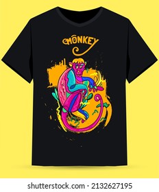 Chinese zodiac abstract colored monkey is suitable for screen printing