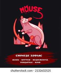Chinese zodiac abstract red mouse is suitable for screen printing svg