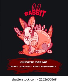 
Chinese zodiac abstract red rabbit is suitable for screen printing svg