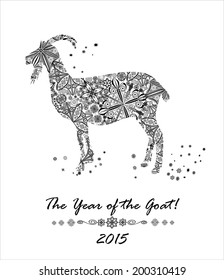 Chinese Zodiac. Chinese Animal astrological sign, goat. Symbol 2015 Year.  Vector Illustration.