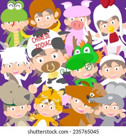 Chinese zodiac animal kid doll, year of the cow vector illustration new year