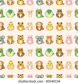 Chinese Zodiac animal  seamless pattern