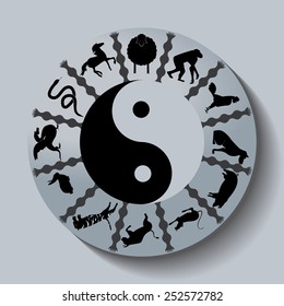 Chinese Zodiac Calendar Sheep On Top: wektor stockowy (bez tantiem