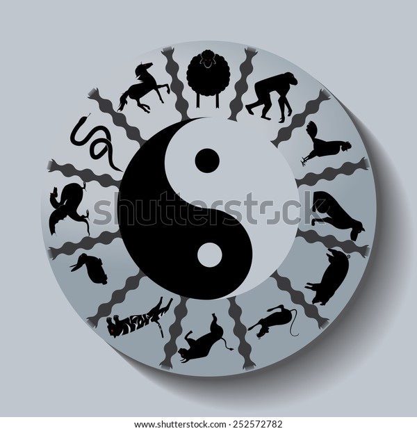 Chinese Zodiac Calendar Sheep On Top: wektor stockowy (bez tantiem
