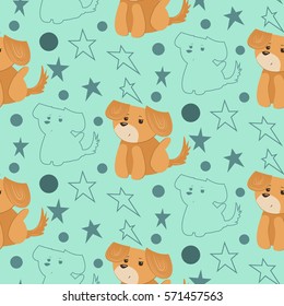 Chinese zodiac character: dog. Pattern with cartoon character. Best for gift paper, birthday decoration, etc