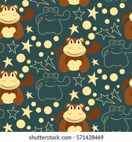 Chinese zodiac character: monkey. Pattern with cartoon character. Best for gift paper, birthday decoration, etc