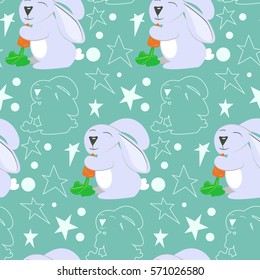 Chinese zodiac character: rabbit. Pattern with cartoon character. Best for gift paper, birthday decoration, etc