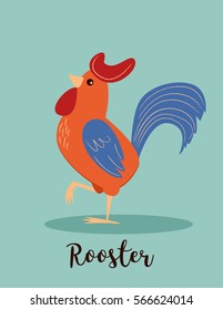 Chinese zodiac character: rooster. Cartoon illustration