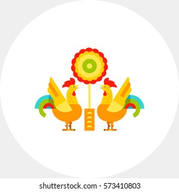 Chinese Zodiac Concept with Roosters Icon