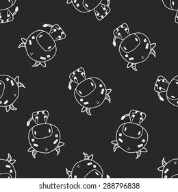 Chinese Zodiac cow doodle drawing seamless pattern background