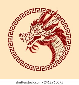 Chinese zodiac Dragon symbol. Chinese New Year 2024