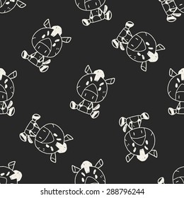 Chinese Zodiac horse doodle drawing seamless pattern background