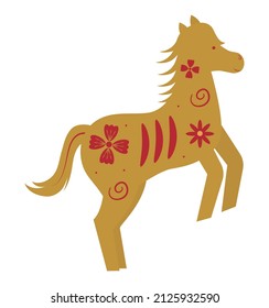 chinese zodiac horse on golden color