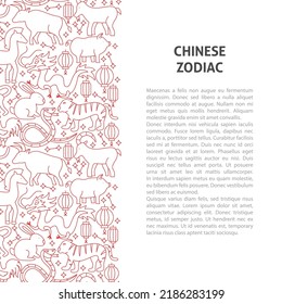 Chinese Zodiac Line Pattern Concept. Vector Illustration of Outline Design.
