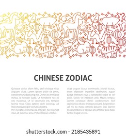 Chinese Zodiac Line Template. Vector Illustration of Outline Design.