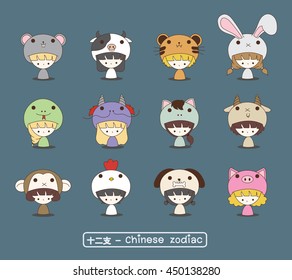 chinese zodiac mascot, illustration and vector