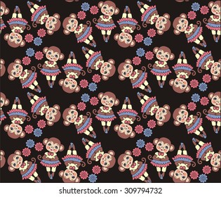 Chinese zodiac: monkey. 2016 year of the monkey. It may be used for design of a t-shirt, baby clothes,  textile, pack, bag, postcard, interior, book a poster and so on.