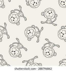 Chinese Zodiac monkey doodle drawing seamless pattern background