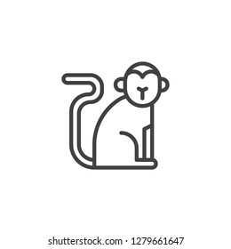 Chinese zodiac monkey line icon. linear style sign for mobile concept and web design. Chinese year of monkey outline vector icon. Symbol, logo illustration. Pixel perfect vector graphics