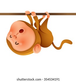 Chinese Zodiac - Monkey. Chinese New Year. Monkey climbing.